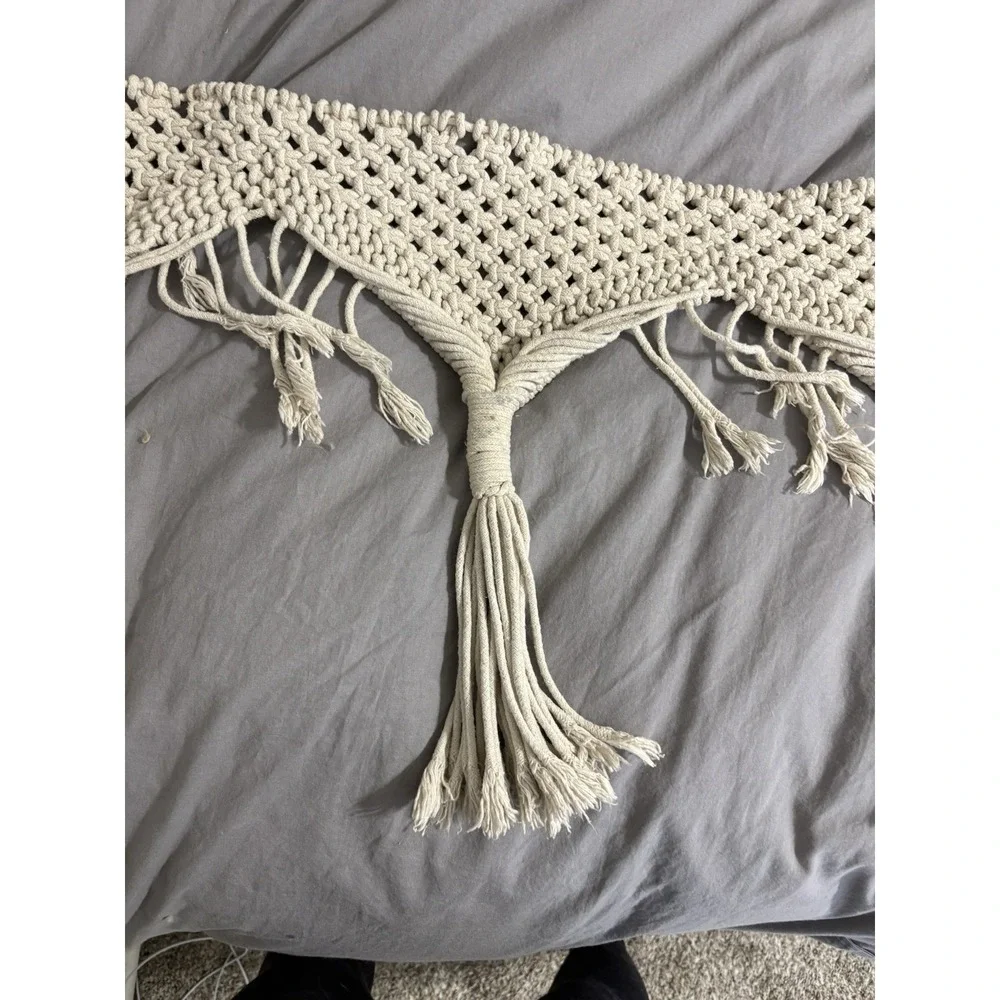 Boho Macrame Window Curtain 65 x 18 in Hand Woven Wall Hanging Mantle Scarf‎